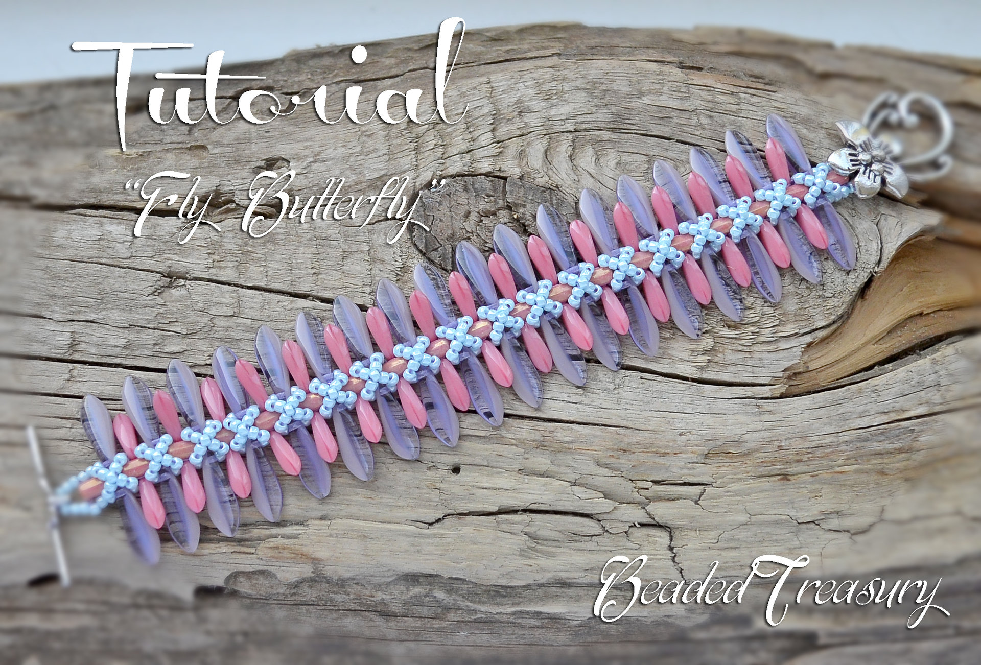 FLY BUTTERFLY Beading tutorial Beaded bracelet pattern with Rulla and Dagger beads Seed beads tutorial - Instant PDF Download