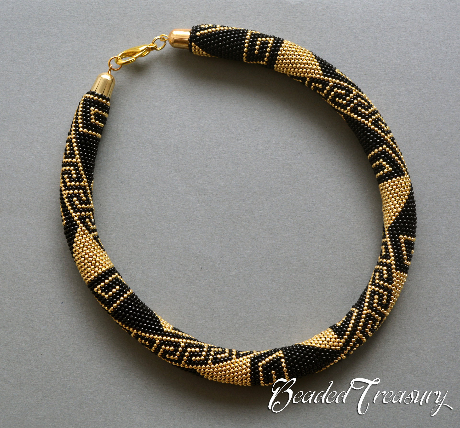 GREEK MEANDERS - bead crochet pattern necklace / Bead crochet rope pattern / .PDF Download