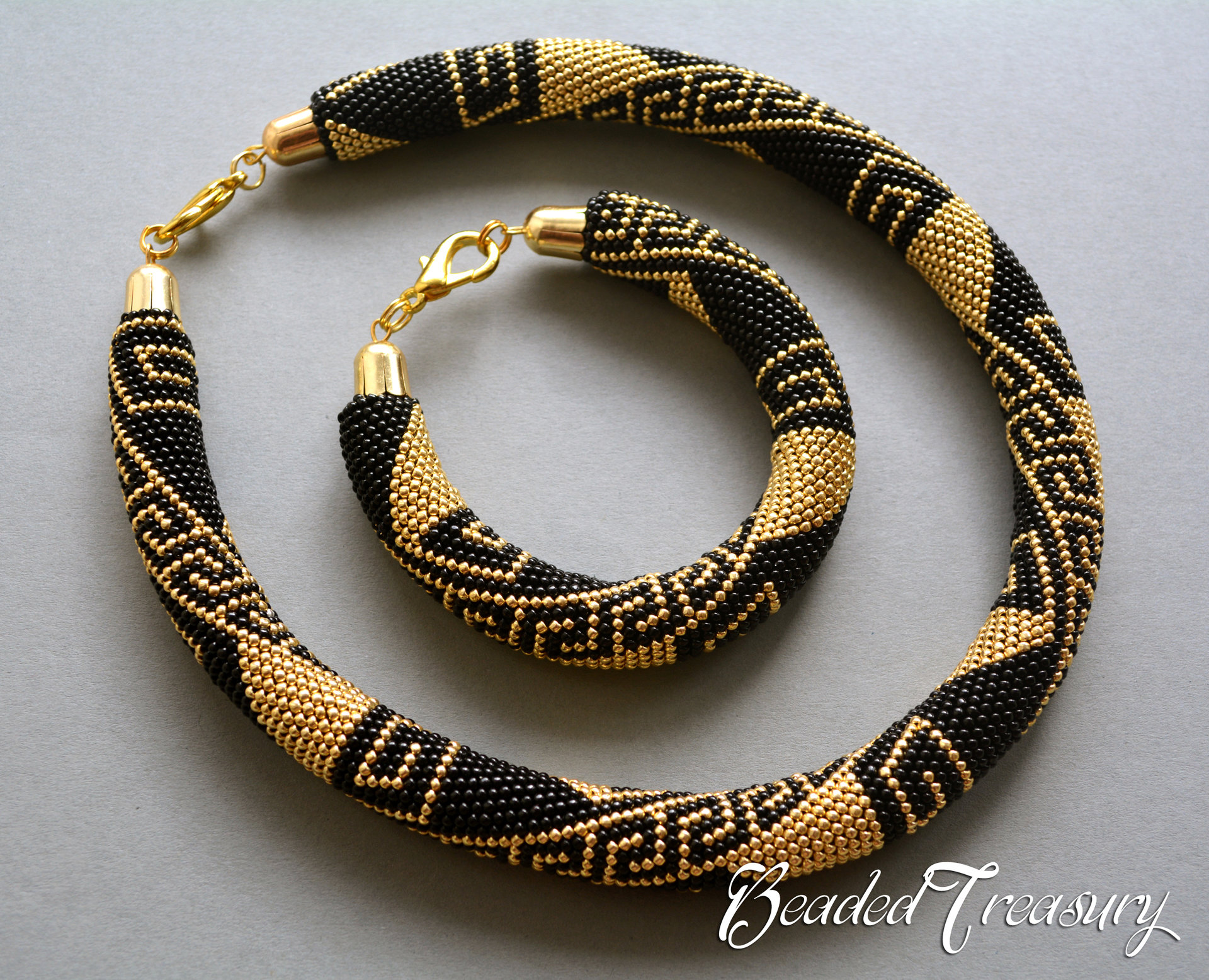 GREEK MEANDERS - bead crochet pattern necklace / Bead crochet rope pattern / .PDF Download