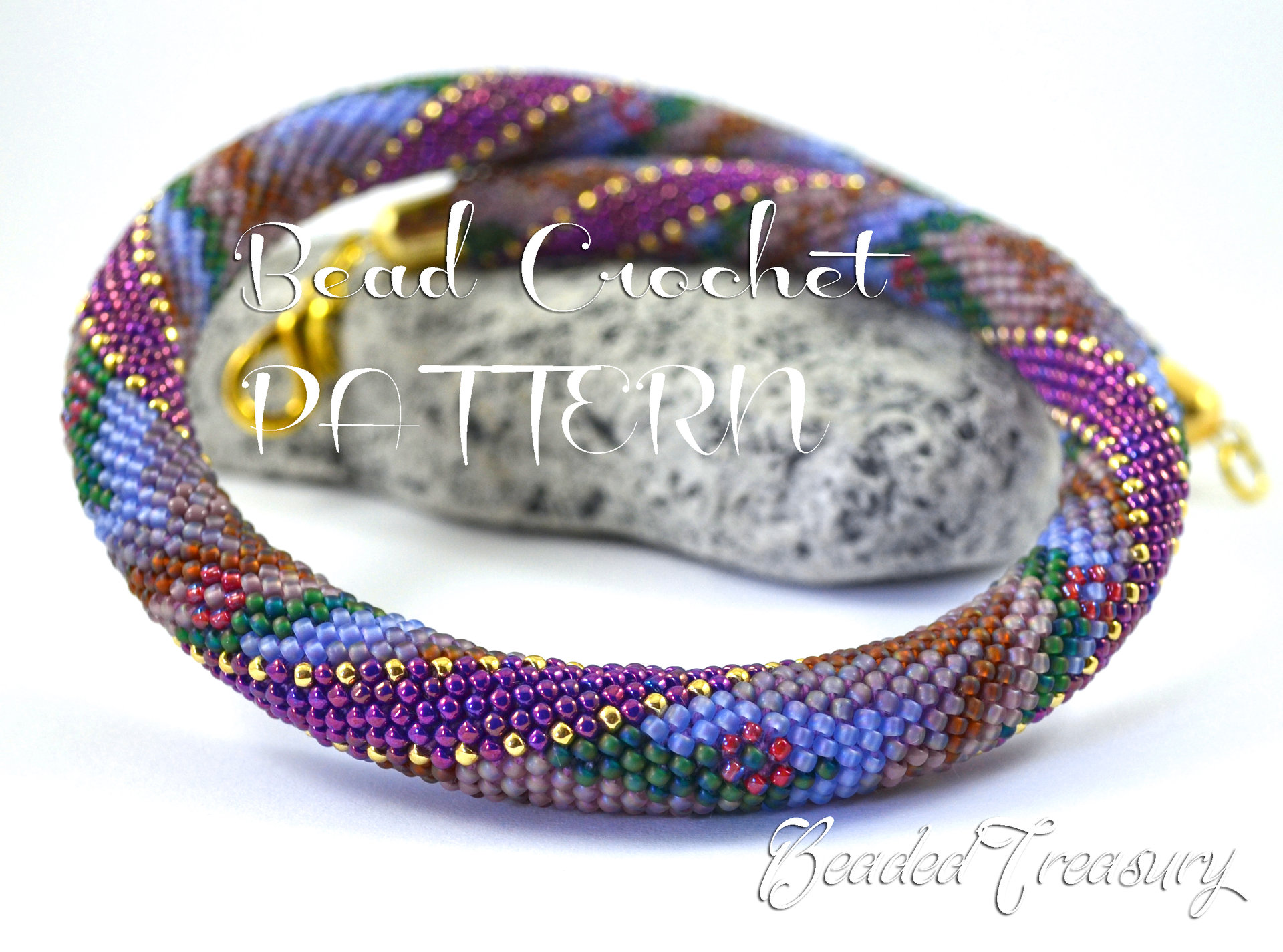 LAVENDER THERAPY - bead crochet necklace pattern / Bead crochet rope pattern / PATTERN ONLY