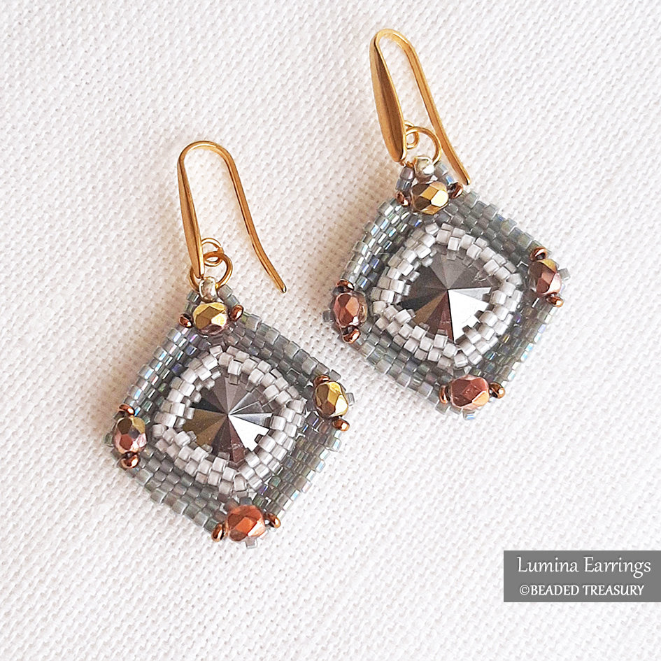 LUMINA EARRINGS Peyote Stitch Beading Tutorial
