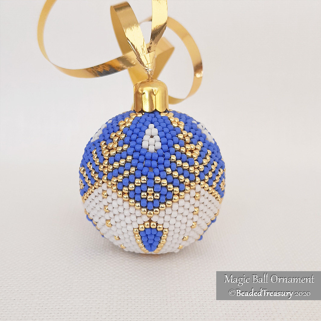 MAGIC BALL - Beaded Christmas Ornament Pattern - Peyote Stitch - Instant Pdf Download
