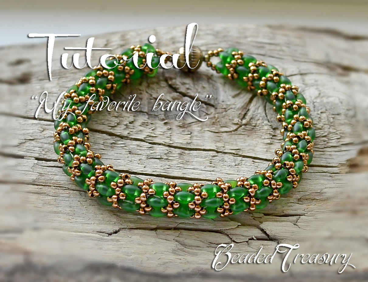 MY FAVORITE BANGLE - Beaded bracelet pattern with superduo and seed beads, beading tutorial / BEADING TUTORIAL ONLY