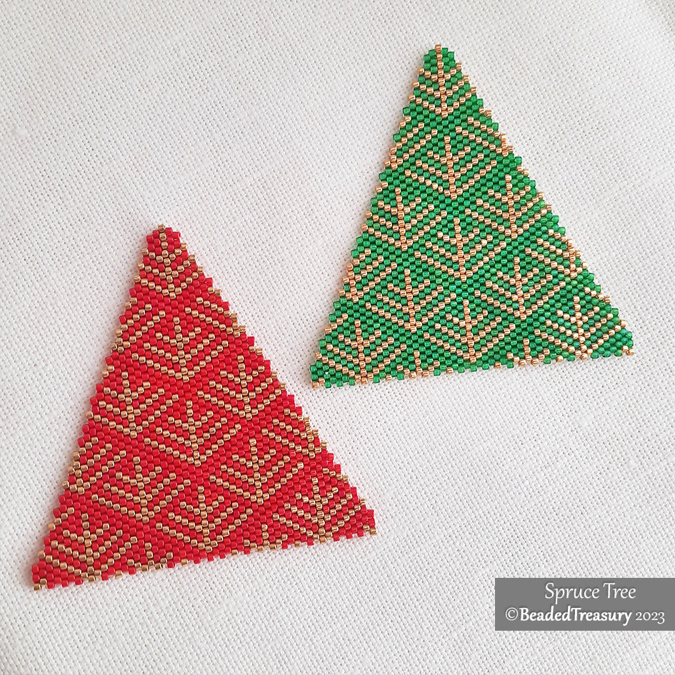 Flat Odd Peyote Pattern - SPRUCE TREE Ornament