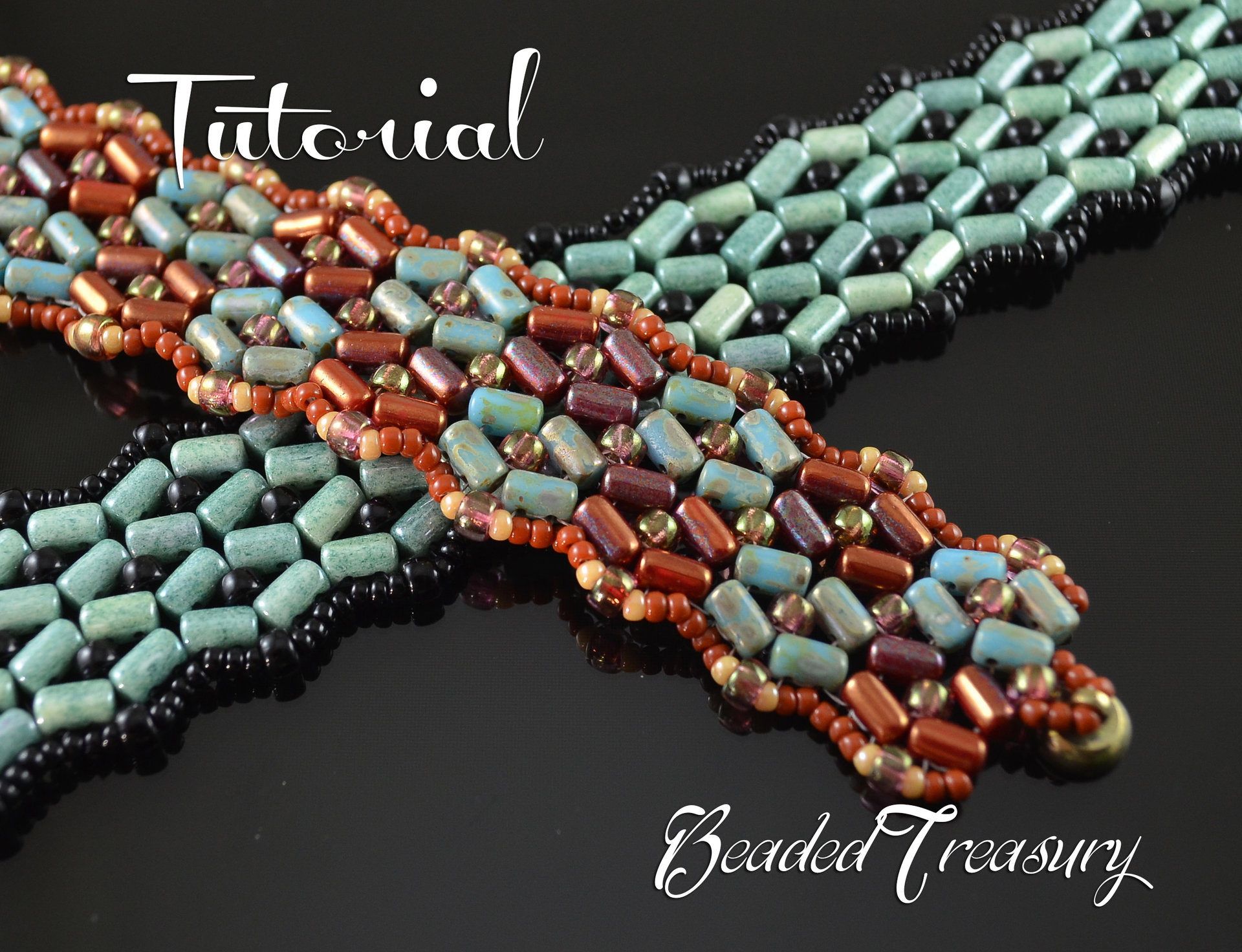 SUPERRULLA Beaded bracelet tutorial Beading pattern with Rulla Matubo seed beads Beading tutorial - Instant PDF Download