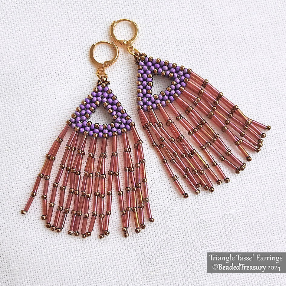 TRIANGLE TASSEL Beading Tutorial, CRAW Earrings Pattern
