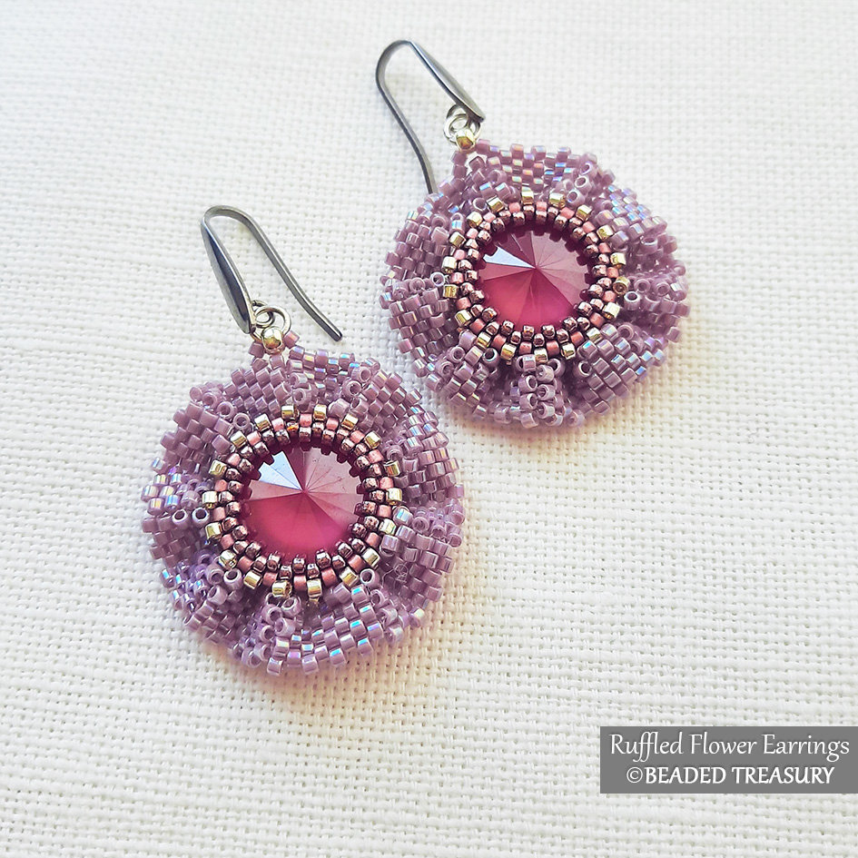 RUFFLED FLOWER EARRINGS Peyote Stitch Beading Pattern
