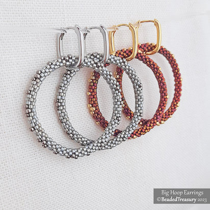 BIG HOOP EARRINGS - Statement Geometric Peyote Beading Tutorial