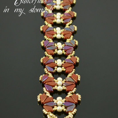 BUTTERFLIES IN MY STOMACH Beading pattern Beaded bracelet tutorial with 2-hole Kite Seed beads Beadwoven bracelet pattern - Tutorial Only