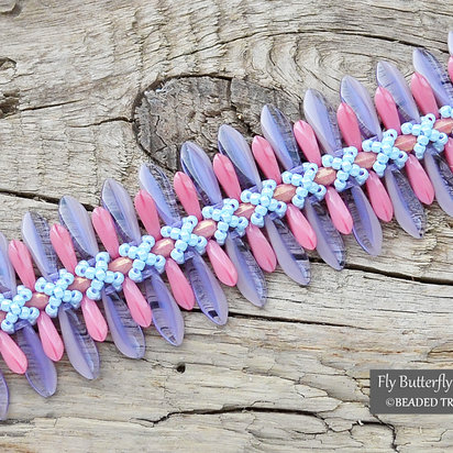 FLY BUTTERFLY Beading tutorial Beaded bracelet pattern with Rulla and Dagger beads Seed beads tutorial - Instant PDF Download