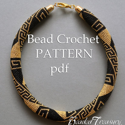 GREEK MEANDERS - bead crochet pattern necklace / Bead crochet rope pattern / .PDF Download