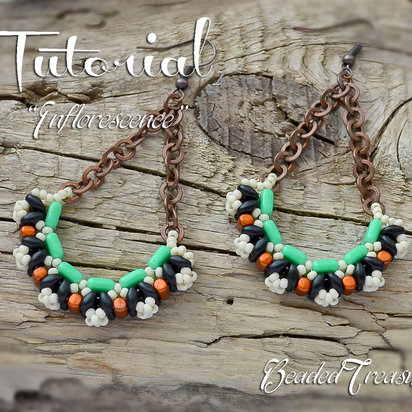 INFLORESCENCE - beadwoven earrings tutorial / Beading tutorial / Earring pattern / Bead pattern / CzechMates Superduo Rulla Tile - Instant PDF Download