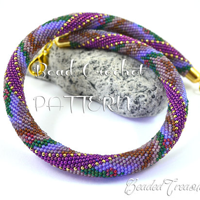LAVENDER THERAPY - bead crochet necklace pattern / Bead crochet rope pattern / PATTERN ONLY