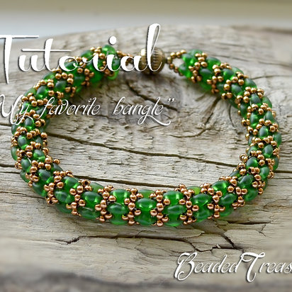 MY FAVORITE BANGLE - Beaded bracelet pattern with superduo and seed beads, beading tutorial / BEADING TUTORIAL ONLY