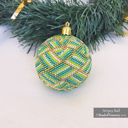STRIPEY Ball Ornament - Peyote Beading Pattern