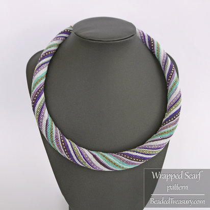 Wrapped Scarf Necklace - Bead Crochet Pattern with Increase and Decrease - Pattern+Tutorial - Seed beads pattern - Instant PDF Download