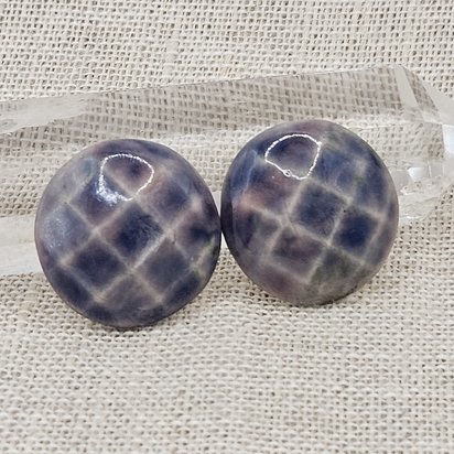 Round Faceted Artisan Ceramic Cabochons, Rosy Sapphire, one piece