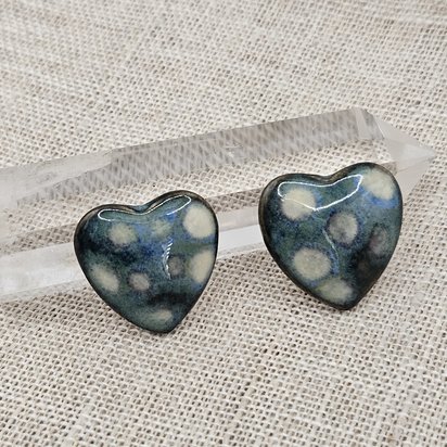 Heart Artisan Ceramic Cabochons, Starry Night (2), one piece